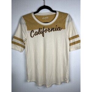 Lucky Brand Raglan Top California Small Yellow 1/2 Sleeve Vintage‎ Baseball Tee